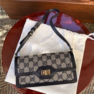 Gucci Mini Luce GG Canvas Leather Shoulder Bag